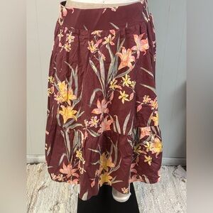 Torrid Floral Burgundy A-Line Skirt